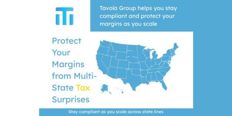 Multi-state tax nexus concept showing US map with business connections and growth, highlighting compliance to protect margins.